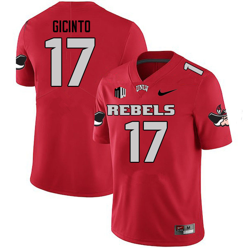Men #17 Dominic Gicinto UNLV Rebels College Football Jerseys Stitched Sale-Scarlet